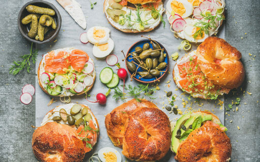 Bagel Sandwiches on Table