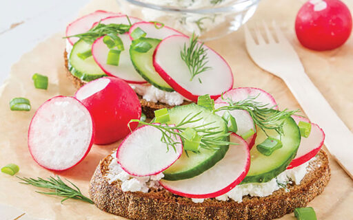 Breakfast Toast with Cucumber and Raddish