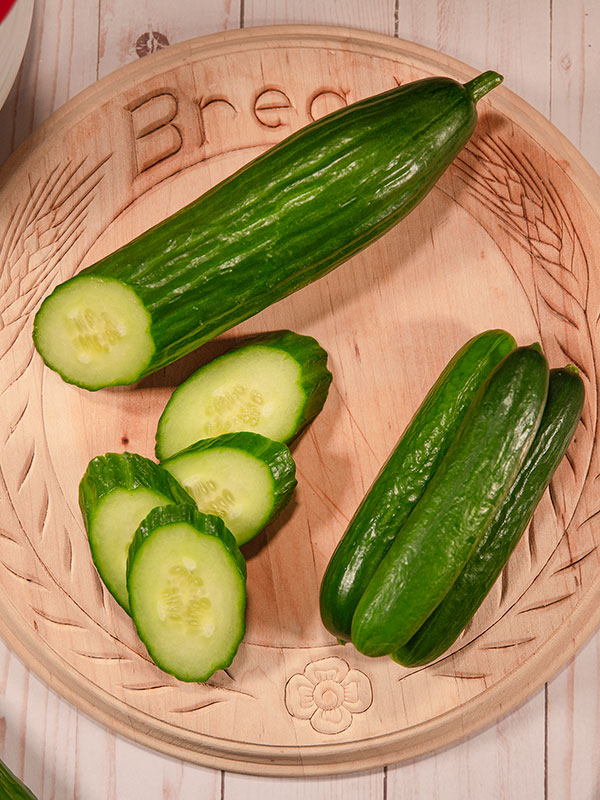 Cucumber Cut on Cutting Board