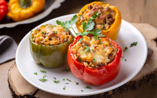 Stuffed Peppers Green Yellow and Red